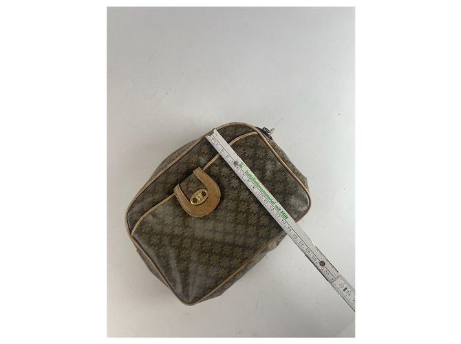 Céline Vintage Celine Paris Triomphe Leder Monogramm Tasche Verde - vista 13