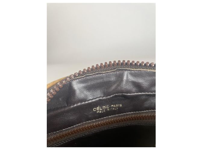 Céline Vintage Celine Paris Triomphe Leder Monogramm Tasche Verde - vista 7
