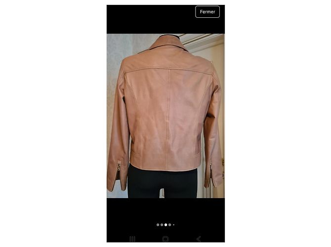 Autre Marque Gérard Darel Lederjacke Beige Lammleder Größe 40 - Ansicht 4