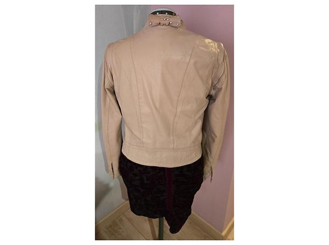 Autre Marque Gérard Darel Lederjacke Beige Lammleder Größe 40 - Ansicht 6
