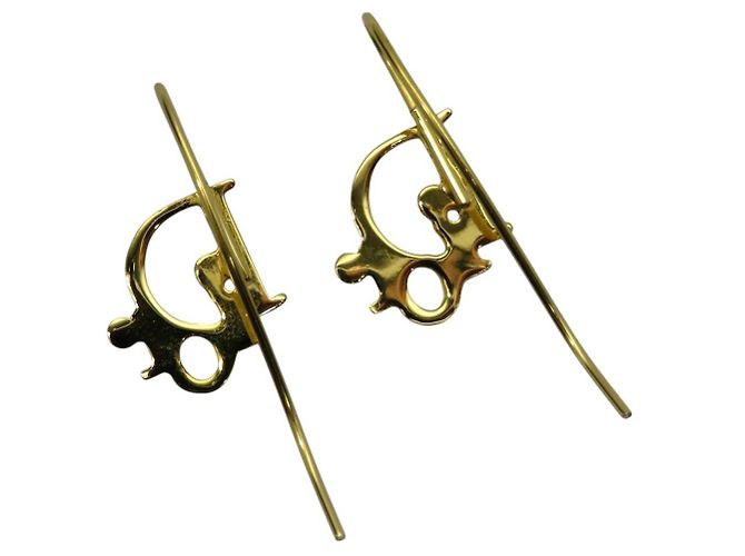 Orecchini a cerchio dorati con logo Christian Dior D'oro - vista 2