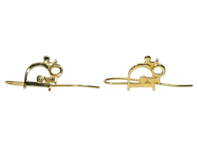 Orecchini a cerchio dorati con logo Christian Dior D'oro - vista 3