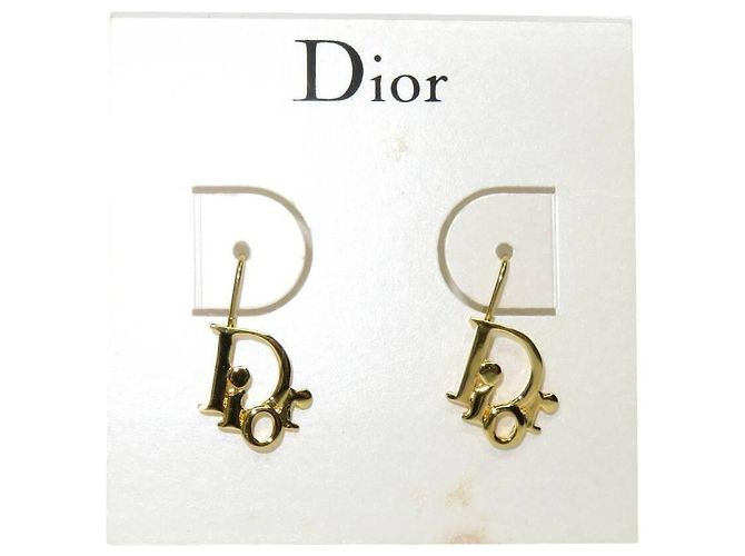 Orecchini a cerchio dorati con logo Christian Dior D'oro - vista 6