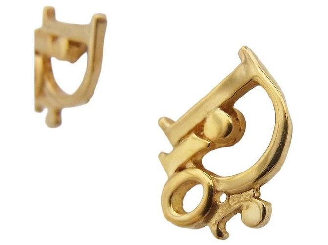 Orecchini a cerchio dorati con logo Christian Dior D'oro - vista 2