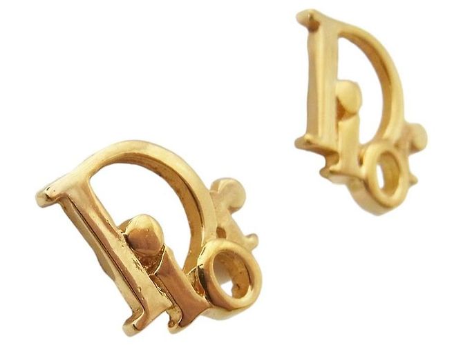 Orecchini a cerchio dorati con logo Christian Dior D'oro - vista 3