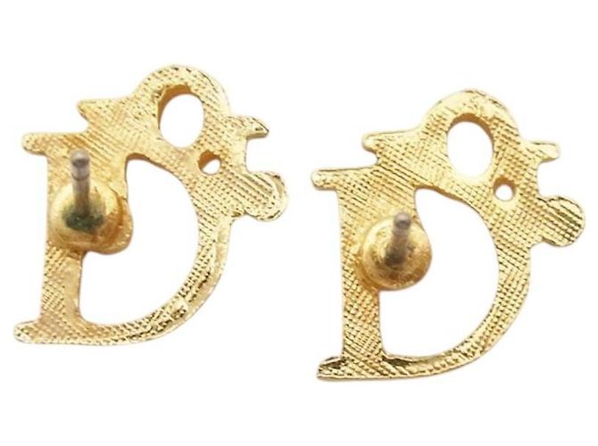 Orecchini a cerchio dorati con logo Christian Dior D'oro - vista 4