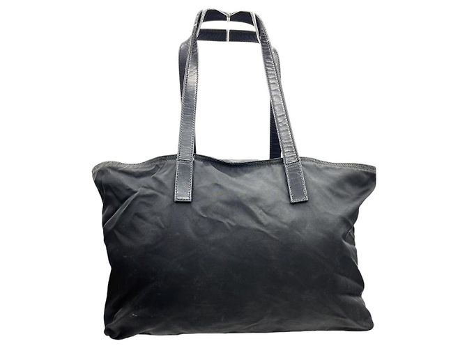 Borsa a spalla Boston in pelle di vitello nera con logo in nylon Prada Nero - vista 2