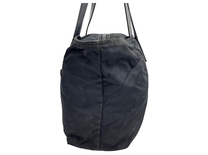 Borsa a spalla Boston in pelle di vitello nera con logo in nylon Prada Nero - vista 5