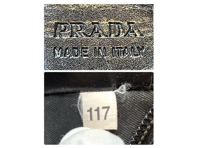 Borsa a spalla Boston in pelle di vitello nera con logo in nylon Prada Nero - vista 8