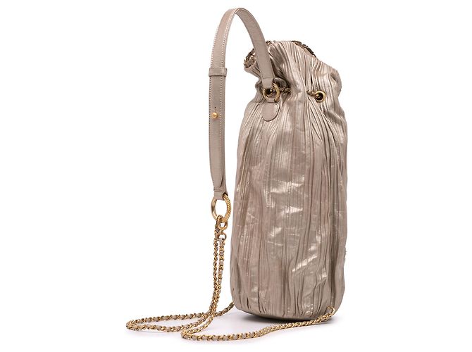 Chanel Gold Medium Metallic Calfskin Coco Pleats Drawstring Backpack Golden - view 2