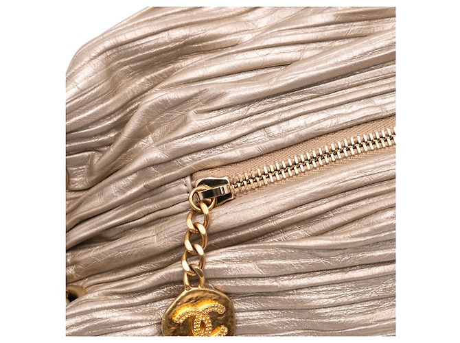 Chanel Gold Medium Metallic Calfskin Coco Pleats Drawstring Backpack Golden - view 7