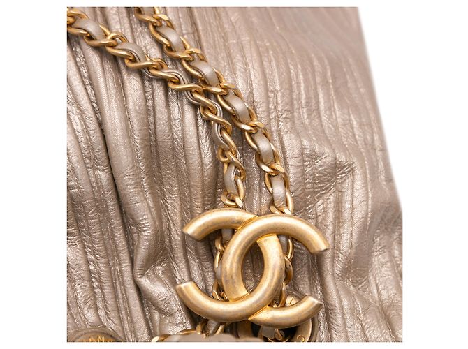 Chanel Gold Medium Metallic Calfskin Coco Pleats Drawstring Backpack Golden - view 8