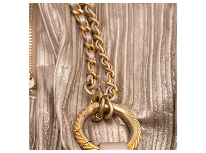 Chanel Gold Medium Metallic Calfskin Coco Pleats Drawstring Backpack Golden - view 9