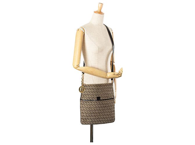 Fendi Beige Zucchino Canvas Crossbody - vista 15