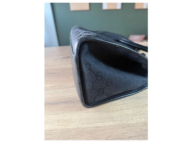 Borsa Gucci Jackie monogramma nera in pelle e tela Nero - vista 12