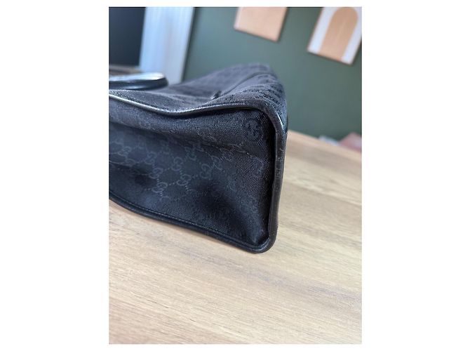 Borsa Gucci Jackie monogramma nera in pelle e tela Nero - vista 13