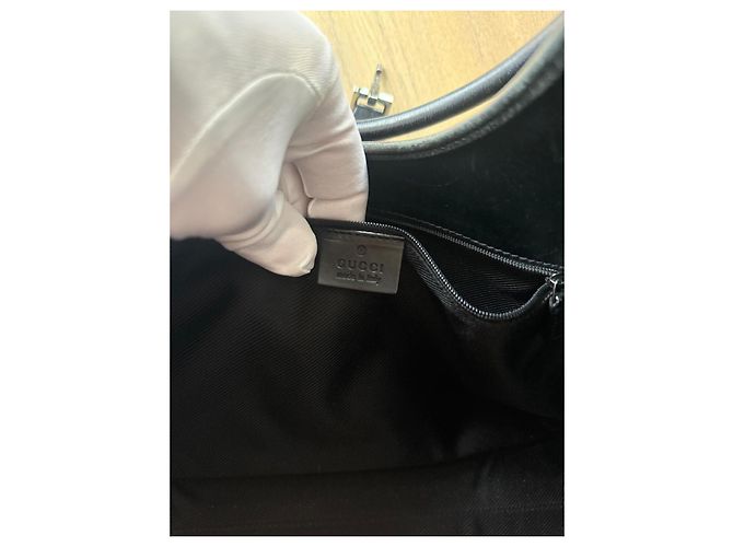 Borsa Gucci Jackie monogramma nera in pelle e tela Nero - vista 6