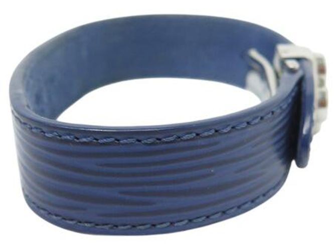 BRACCIALE LOUIS VUITTON WISH FLEUR MONOGRAM IN PELLE EPI BLU 18 CM - vista 4