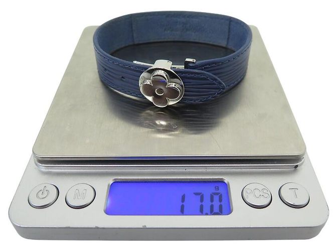 BRACCIALE LOUIS VUITTON WISH FLEUR MONOGRAM IN PELLE EPI BLU 18 CM - vista 7