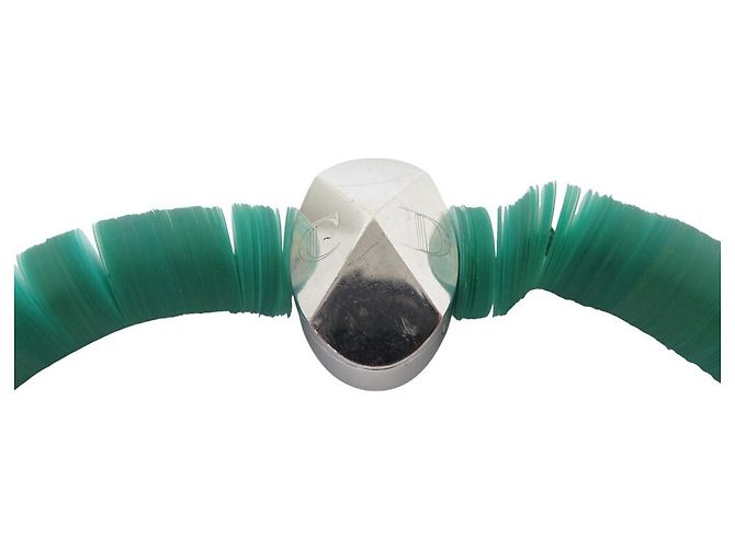 COLLANA VINTAGE CHRISTIAN DIOR CHOKER CON GRANDI PERLE TRASPARENTI Verde - vista 3