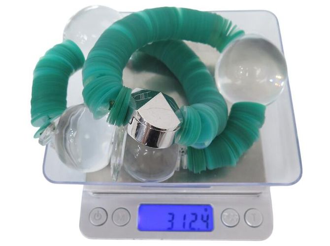 COLLANA VINTAGE CHRISTIAN DIOR CHOKER CON GRANDI PERLE TRASPARENTI Verde - vista 8