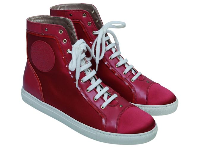 Sneakers alte Medusa Versace in satin e pelle fucsia 41 - vista 2