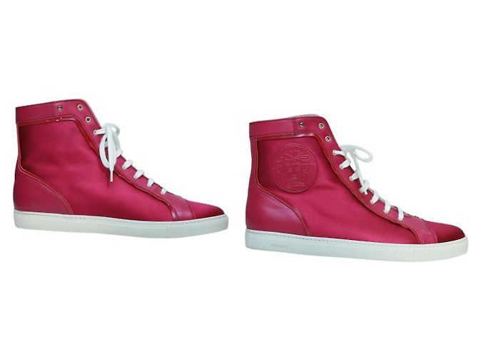 Sneakers alte Medusa Versace in satin e pelle fucsia 41 - vista 5