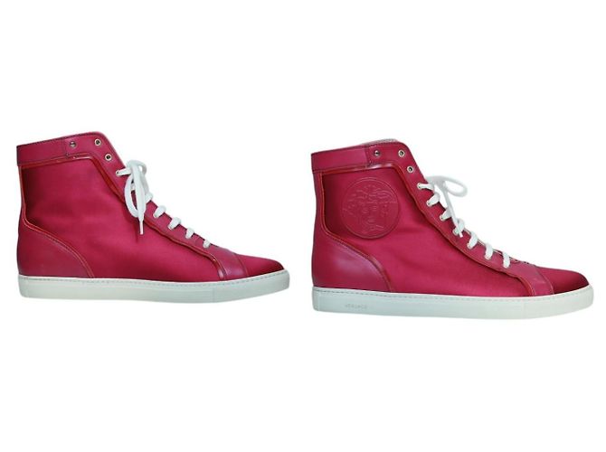 Sneakers alte Medusa Versace in satin e pelle fucsia 41 - vista 6