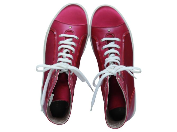 Sneakers alte Medusa Versace in satin e pelle fucsia 41 - vista 8