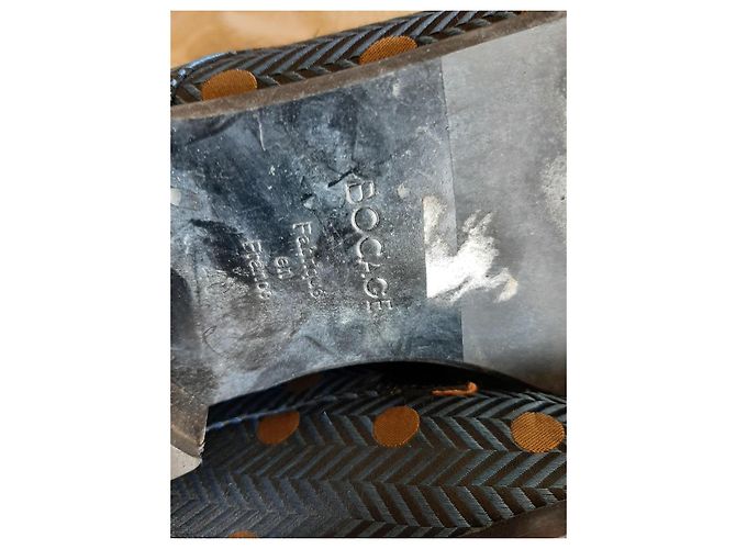 Autre Marque Scarpe stringate ricamate in pelle e tela nero blu navy - vista 4