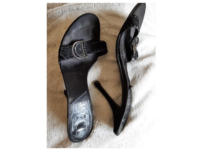 Mule Christian Dior Nere in Pelle e Camoscio Nero - vista 5