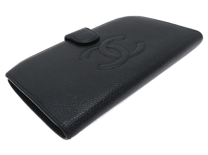 Cartera Larga Chanel en Piel de Ternera Granulada Negra Negro - vista 3