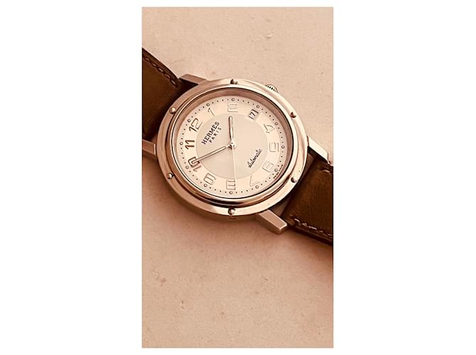 Relógio Hermès Clipper Automático Aço Eggshell Fora de branco - vista 11