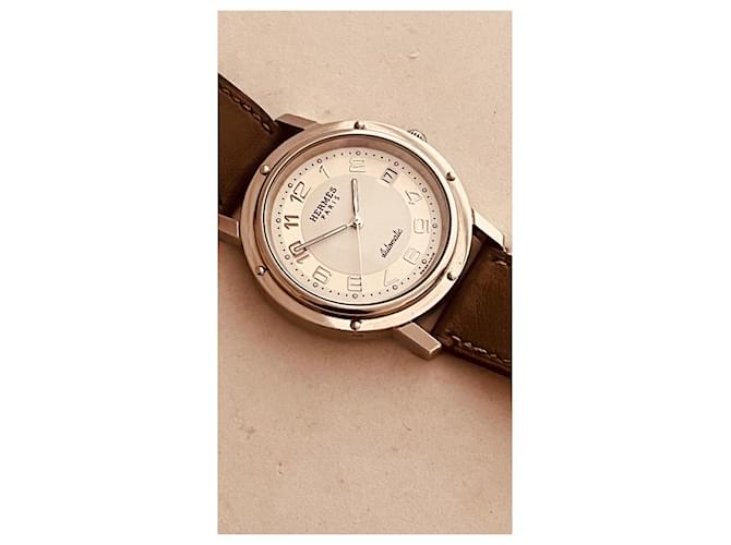 Relógio Hermès Clipper Automático Aço Eggshell Fora de branco - vista 3