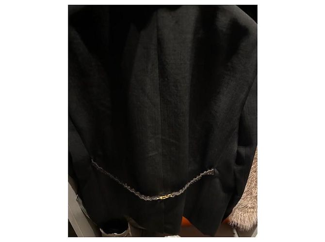Bottega Veneta Oversized Blazer Schwarz Wolle mit Ledergürtel - Ansicht 5