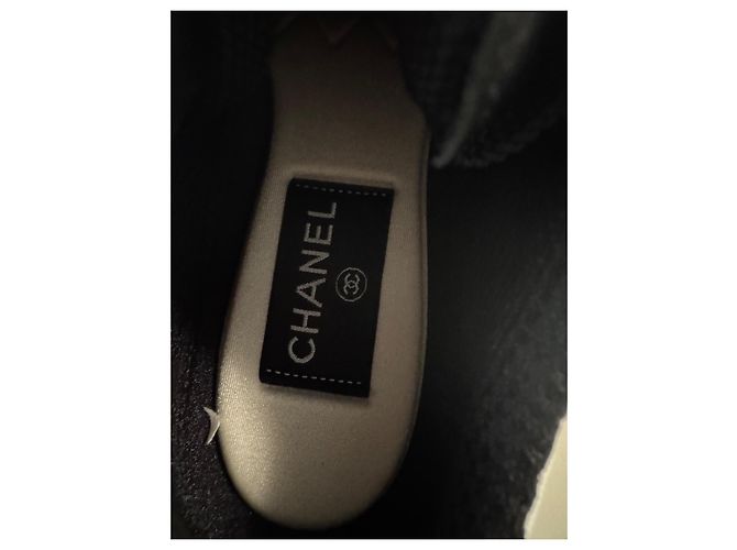Chanel Sneakers in cotone bianco e nero - vista 4