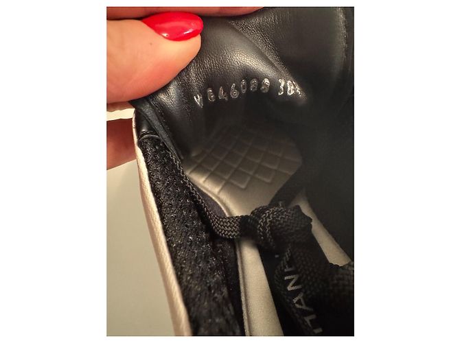 Chanel Sneakers in cotone bianco e nero - vista 5