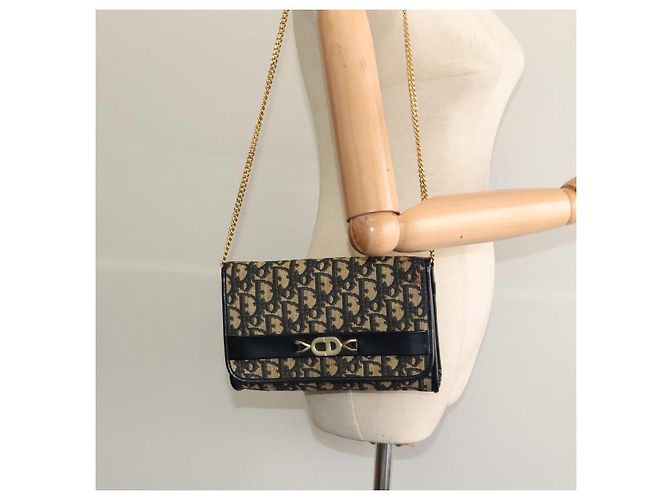 Borsa a spalla in tela Trotter Christian Dior blu Auth ep8112 Blu navy - vista 20