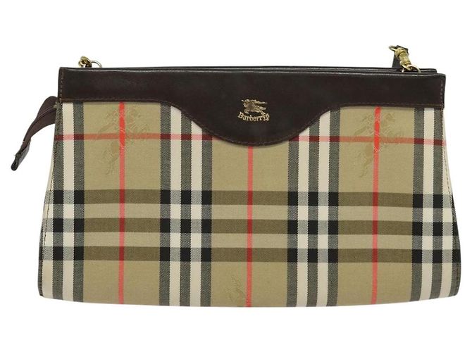Autre Marque Borsa a spalla Burberrys Nova Check in tela beige oro Auth BA777 D'oro - vista 13
