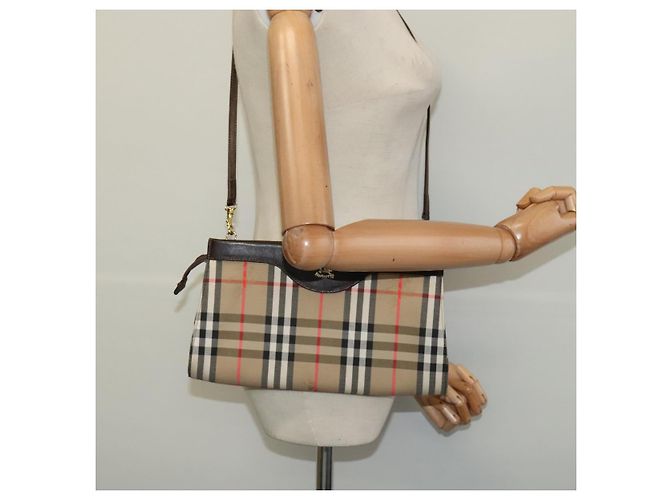 Autre Marque Borsa a spalla Burberrys Nova Check in tela beige oro Auth BA777 D'oro - vista 22