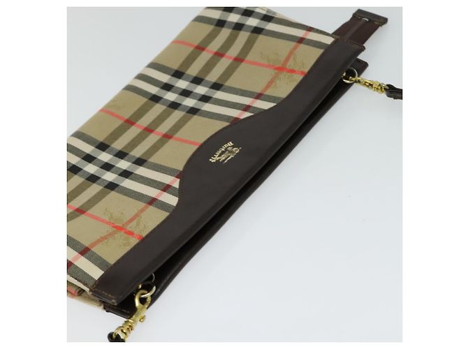 Autre Marque Borsa a spalla Burberrys Nova Check in tela beige oro Auth BA777 D'oro - vista 6