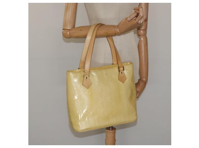 LOUIS VUITTON Borsa a Mano Monogram Vernis Houston Giallo Lime M91055 LV Auth ki5489 D'oro - vista 23