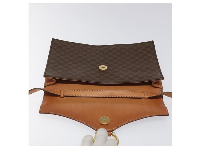 Céline Borsa a spalla in tela Macadam CELINE in pelle PVC marrone oro Auth BD908 D'oro - vista 10
