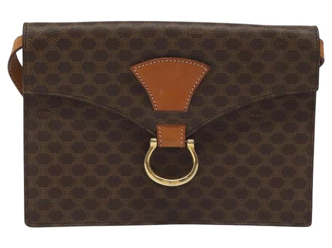 Céline Borsa a spalla in tela Macadam CELINE in pelle PVC marrone oro Auth BD908 D'oro - vista 13