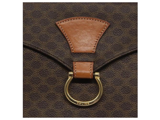 Céline Borsa a spalla in tela Macadam CELINE in pelle PVC marrone oro Auth BD908 D'oro - vista 17