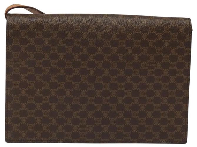 Céline Borsa a spalla in tela Macadam CELINE in pelle PVC marrone oro Auth BD908 D'oro - vista 2