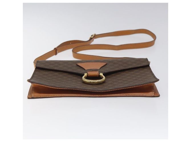 Céline Borsa a spalla in tela Macadam CELINE in pelle PVC marrone oro Auth BD908 D'oro - vista 5