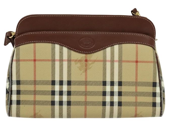 Autre Marque Borsa a spalla Burberrys Nova Check PVC Beige Marrone oro Auth bs23485 D'oro - vista 13