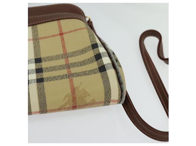 Autre Marque Borsa a spalla Burberrys Nova Check PVC Beige Marrone oro Auth bs23485 D'oro - vista 14