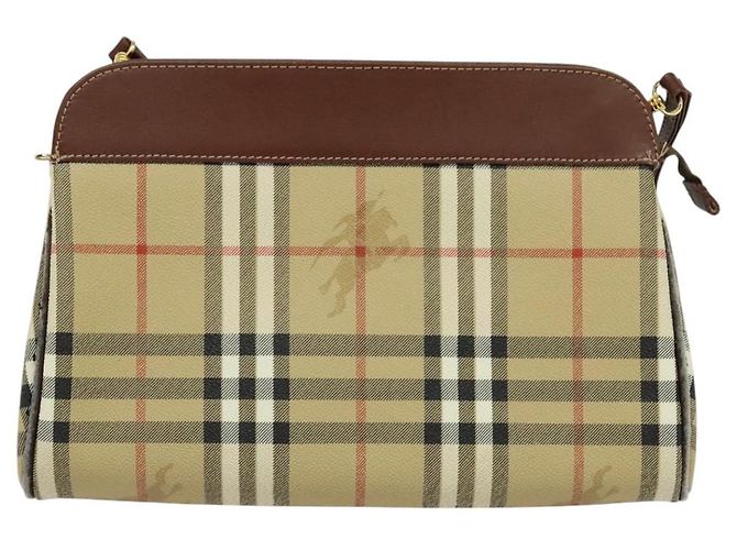Autre Marque Borsa a spalla Burberrys Nova Check PVC Beige Marrone oro Auth bs23485 D'oro - vista 2